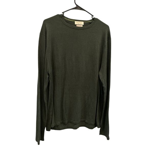 Banana Republic Men Silk Cashmere Sweater Size Large Hunter Green Preppy Classic - Picture 1 of 6